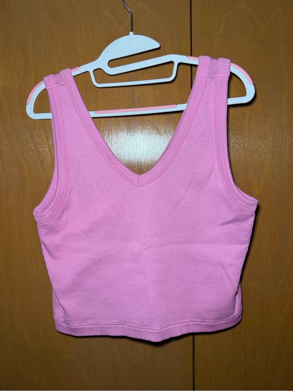 Old Navy Pink Ribbed V-Neck Crop Tank
